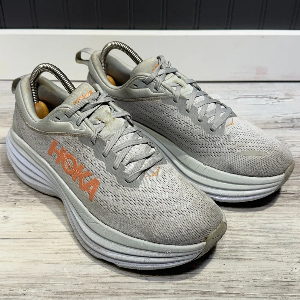 Hoka One One Bondi 8 Women's Sz 9.5B‎ 1127952 HMLR Gray Running Shoes Sneakers